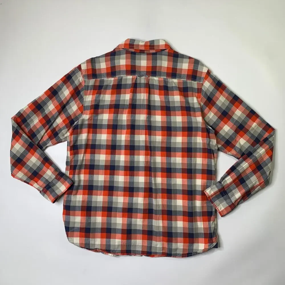 The North Face Shirt Men Large Plaid Cotton Button Up Long Sleeve Pocket Outdoor